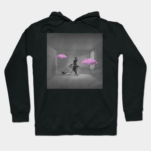 Pink Clouds - Surreal/Collage Art Hoodie by DIGOUTTHESKY